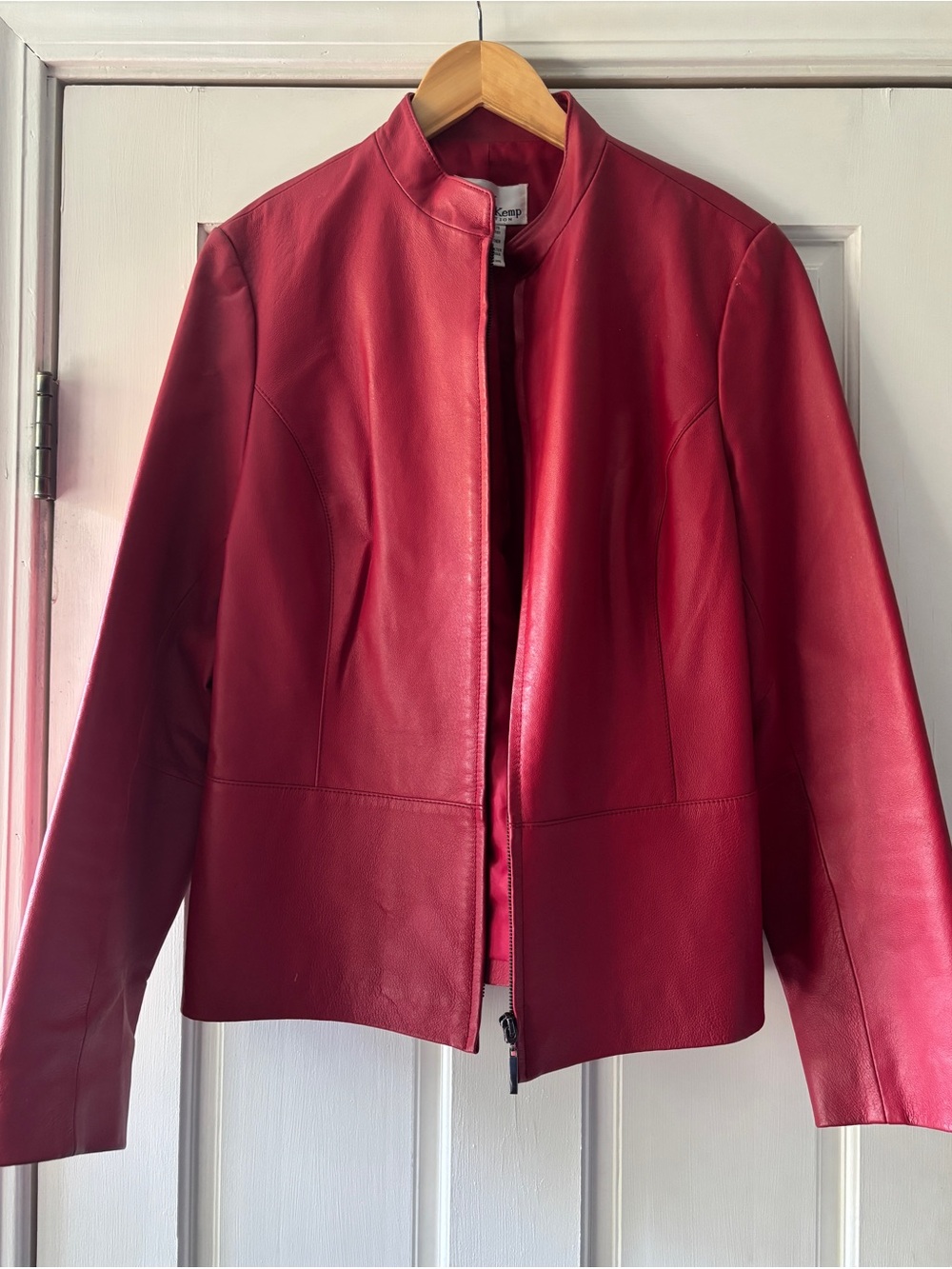 Russell Kemp Scarlet Leather Zip-Front Jacket